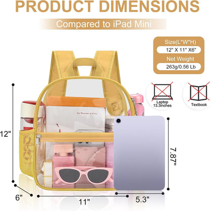 Oraben Small Clear Backpack for Stadium Events Stadium Backpack Waterproof 12x6x12 Clear Bag for Adult Concert Sport Work