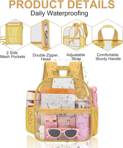 Oraben Small Clear Backpack for Stadium Events Stadium Backpack Waterproof 12x6x12 Clear Bag for Adult Concert Sport Work