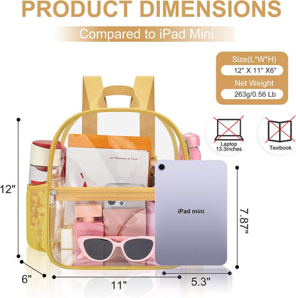 Oraben Small Clear Backpack for Stadium Events Stadium Backpack Waterproof 12x6x12 Clear Bag for Adult Concert Sport Work