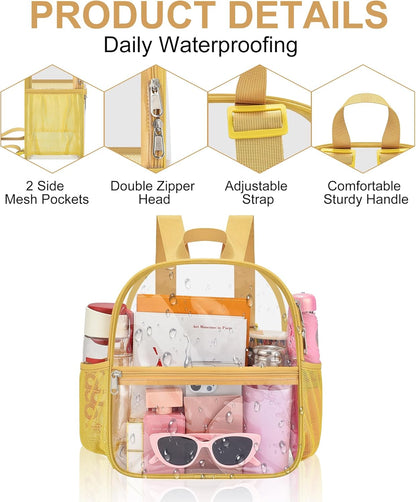 Oraben Small Clear Backpack for Stadium Events Stadium Backpack Waterproof 12x6x12 Clear Bag for Adult Concert Sport Work