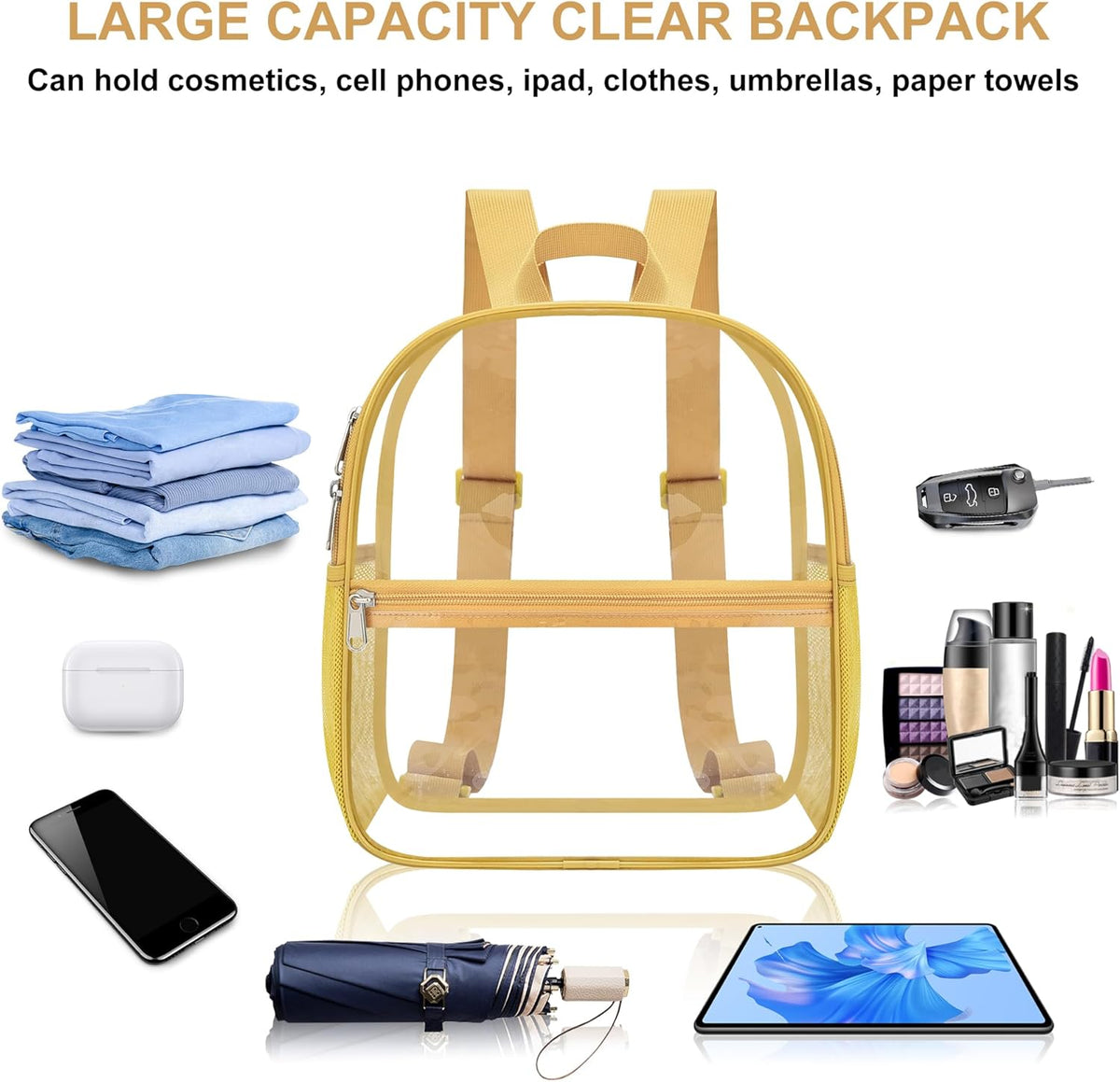 Oraben Small Clear Backpack for Stadium Events Stadium Backpack Waterproof 12x6x12 Clear Bag for Adult Concert Sport Work