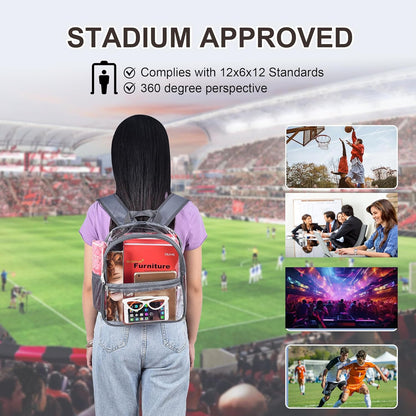 Oraben Small Clear Backpack for Stadium Events Stadium Backpack Waterproof 12x6x12 Clear Bag for Adult Concert Sport Work