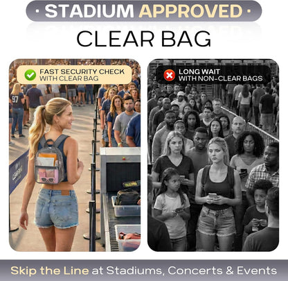 Oraben Small Clear Backpack for Stadium Events Stadium Backpack Waterproof 12x6x12 Clear Bag for Adult Concert Sport Work