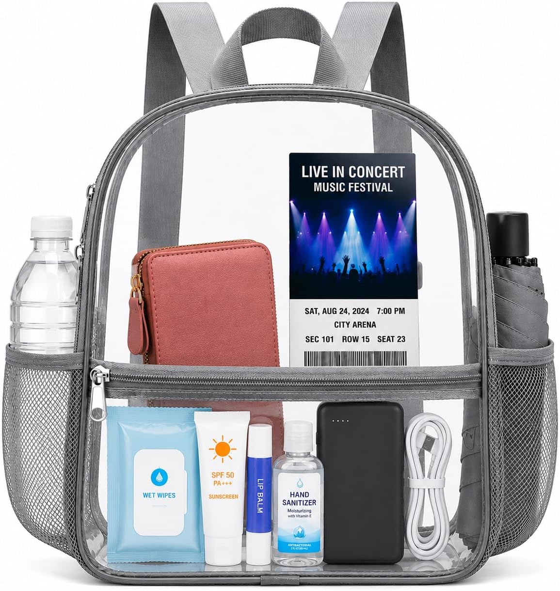 Oraben Small Clear Backpack for Stadium Events Stadium Backpack Waterproof 12x6x12 Clear Bag for Adult Concert Sport Work