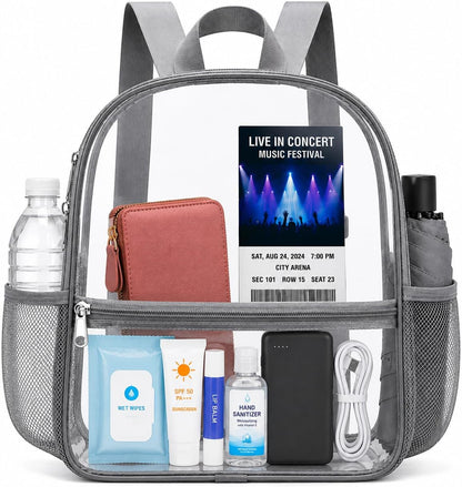 Oraben Small Clear Backpack for Stadium Events Stadium Backpack Waterproof 12x6x12 Clear Bag for Adult Concert Sport Work