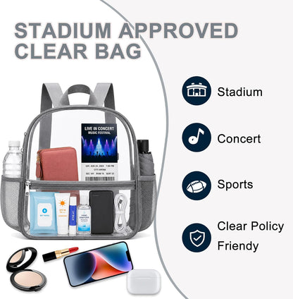Oraben Small Clear Backpack for Stadium Events Stadium Backpack Waterproof 12x6x12 Clear Bag for Adult Concert Sport Work