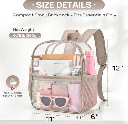 Oraben Small Clear Backpack for Stadium Events Stadium Backpack Waterproof 12x6x12 Clear Bag for Adult Concert Sport Work