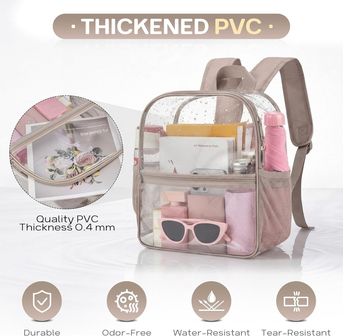 Oraben Small Clear Backpack for Stadium Events Stadium Backpack Waterproof 12x6x12 Clear Bag for Adult Concert Sport Work