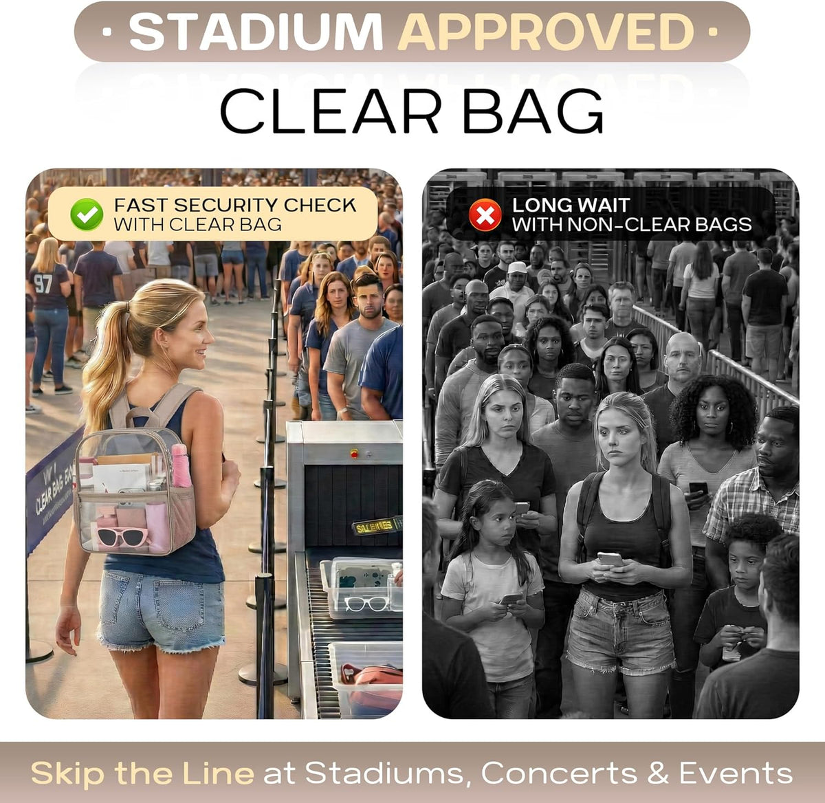 Oraben Small Clear Backpack for Stadium Events Stadium Backpack Waterproof 12x6x12 Clear Bag for Adult Concert Sport Work