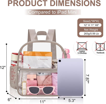 Oraben Small Clear Backpack for Stadium Events Stadium Backpack Waterproof 12x6x12 Clear Bag for Adult Concert Sport Work