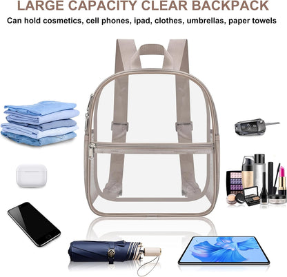 Oraben Small Clear Backpack for Stadium Events Stadium Backpack Waterproof 12x6x12 Clear Bag for Adult Concert Sport Work