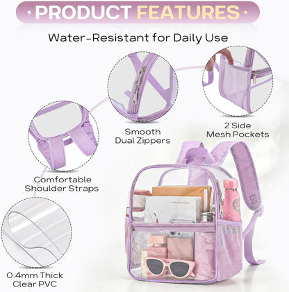 Oraben Small Clear Backpack for Stadium Events Stadium Backpack Waterproof 12x6x12 Clear Bag for Adult Concert Sport Work