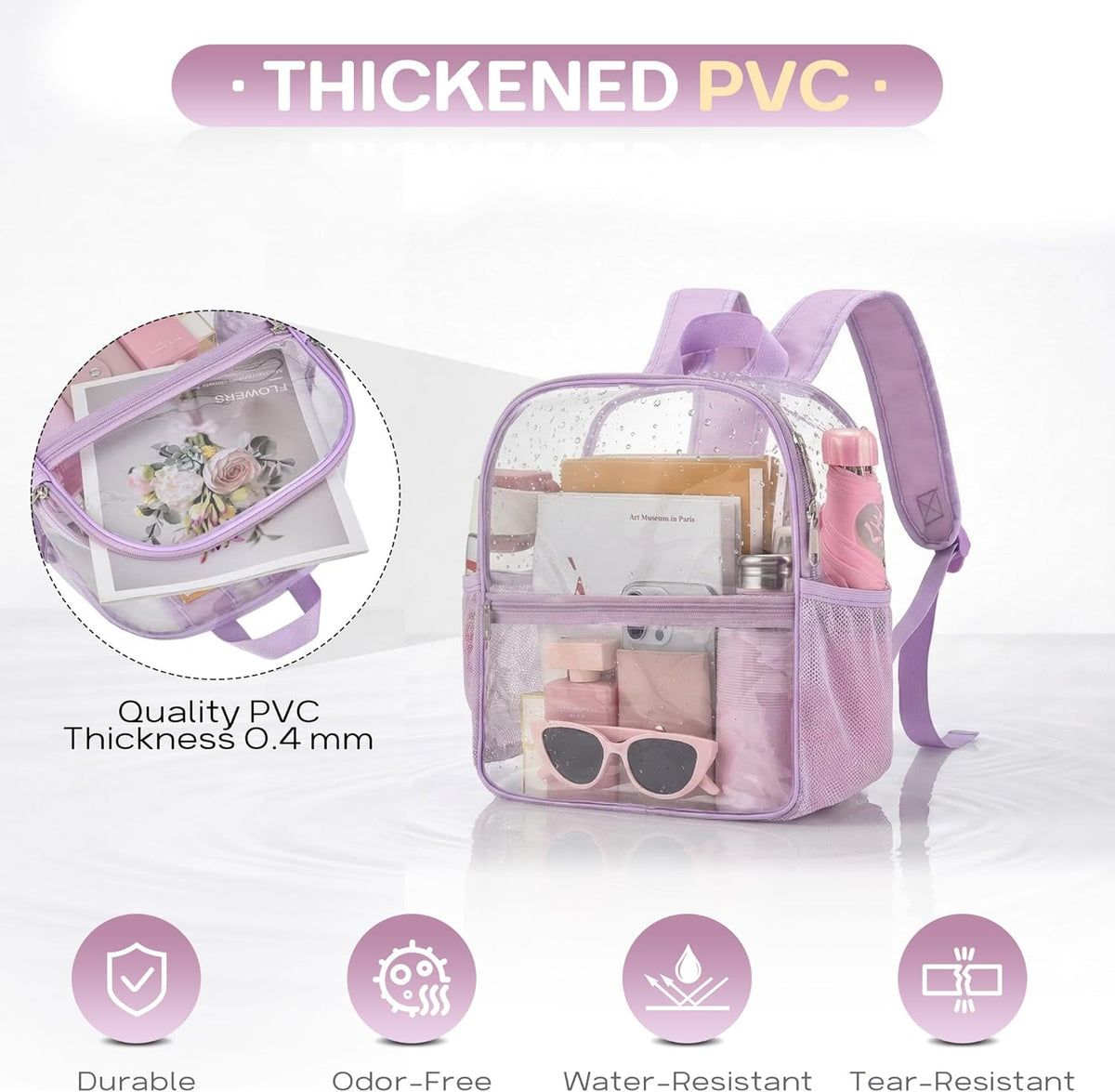 Oraben Small Clear Backpack for Stadium Events Stadium Backpack Waterproof 12x6x12 Clear Bag for Adult Concert Sport Work