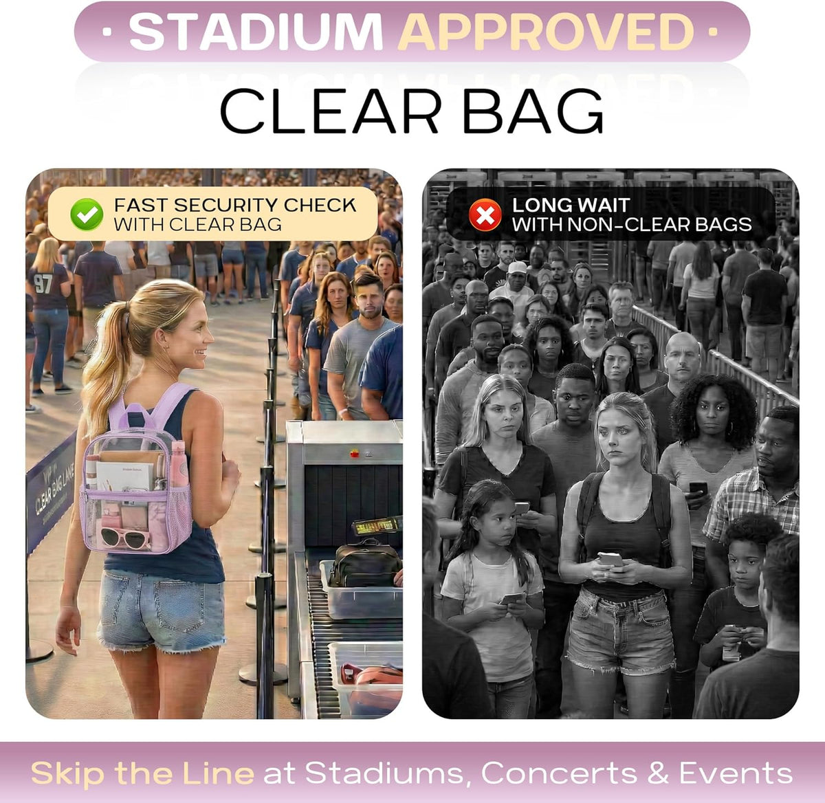 Oraben Small Clear Backpack for Stadium Events Stadium Backpack Waterproof 12x6x12 Clear Bag for Adult Concert Sport Work
