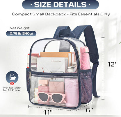 Oraben Small Clear Backpack for Stadium Events Stadium Backpack Waterproof 12x6x12 Clear Bag for Adult Concert Sport Work