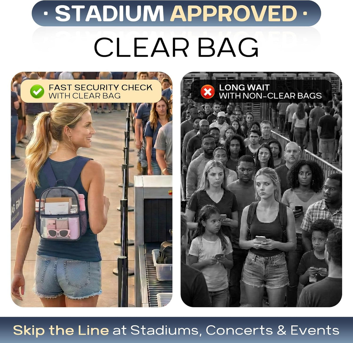 Oraben Small Clear Backpack for Stadium Events Stadium Backpack Waterproof 12x6x12 Clear Bag for Adult Concert Sport Work