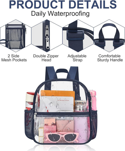 Oraben Small Clear Backpack for Stadium Events Stadium Backpack Waterproof 12x6x12 Clear Bag for Adult Concert Sport Work