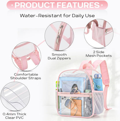 Oraben Small Clear Backpack for Stadium Events Stadium Backpack Waterproof 12x6x12 Clear Bag for Adult Concert Sport Work
