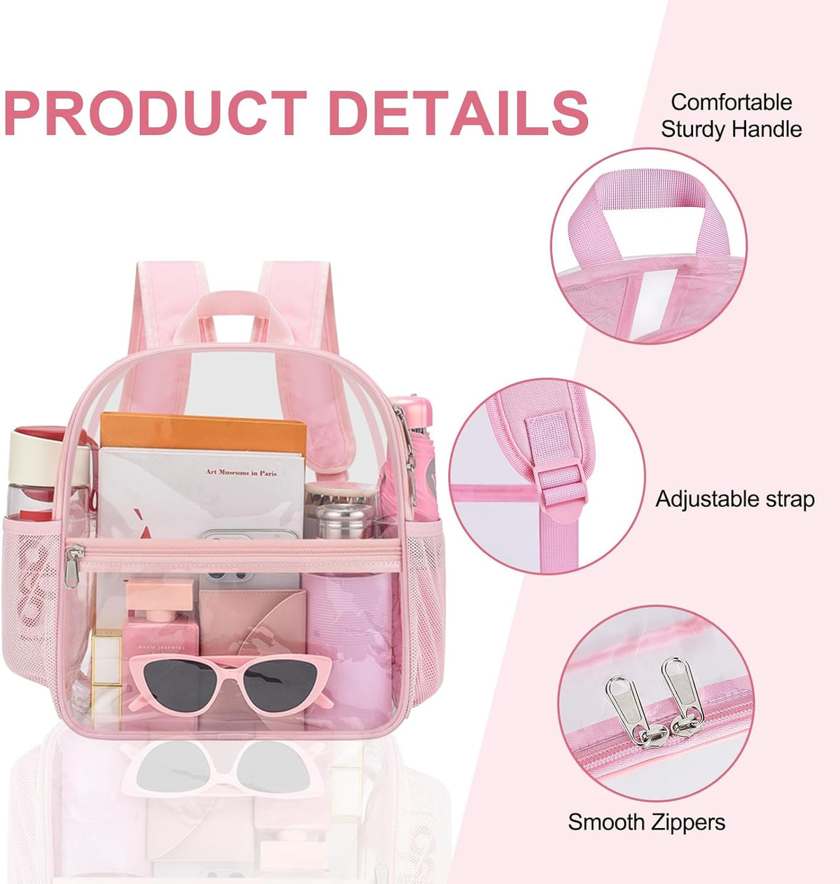Oraben Small Clear Backpack for Stadium Events Stadium Backpack Waterproof 12x6x12 Clear Bag for Adult Concert Sport Work