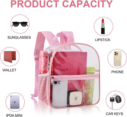 Oraben Small Clear Backpack for Stadium Events Stadium Backpack Waterproof 12x6x12 Clear Bag for Adult Concert Sport Work