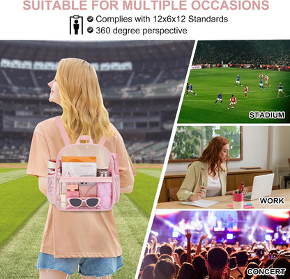 Oraben Small Clear Backpack for Stadium Events Stadium Backpack Waterproof 12x6x12 Clear Bag for Adult Concert Sport Work