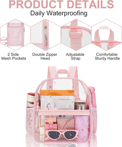 Oraben Small Clear Backpack for Stadium Events Stadium Backpack Waterproof 12x6x12 Clear Bag for Adult Concert Sport Work