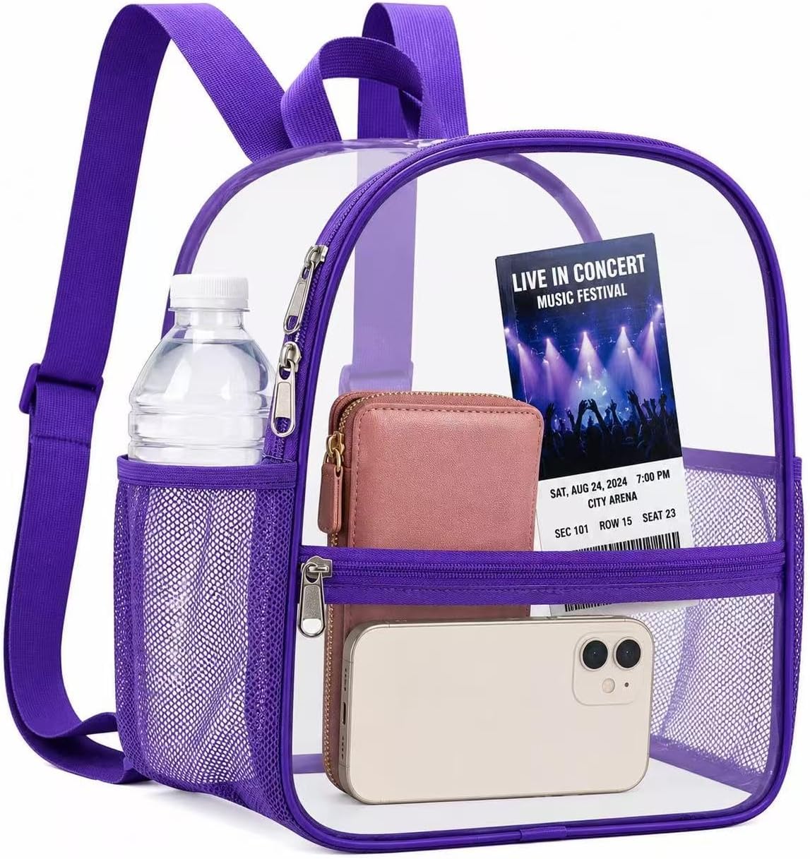 Oraben Small Clear Backpack for Stadium Events Stadium Backpack Waterproof 12x6x12 Clear Bag for Adult Concert Sport Work