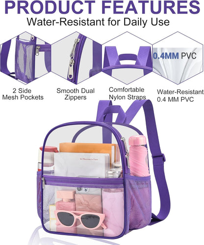 Oraben Small Clear Backpack for Stadium Events Stadium Backpack Waterproof 12x6x12 Clear Bag for Adult Concert Sport Work