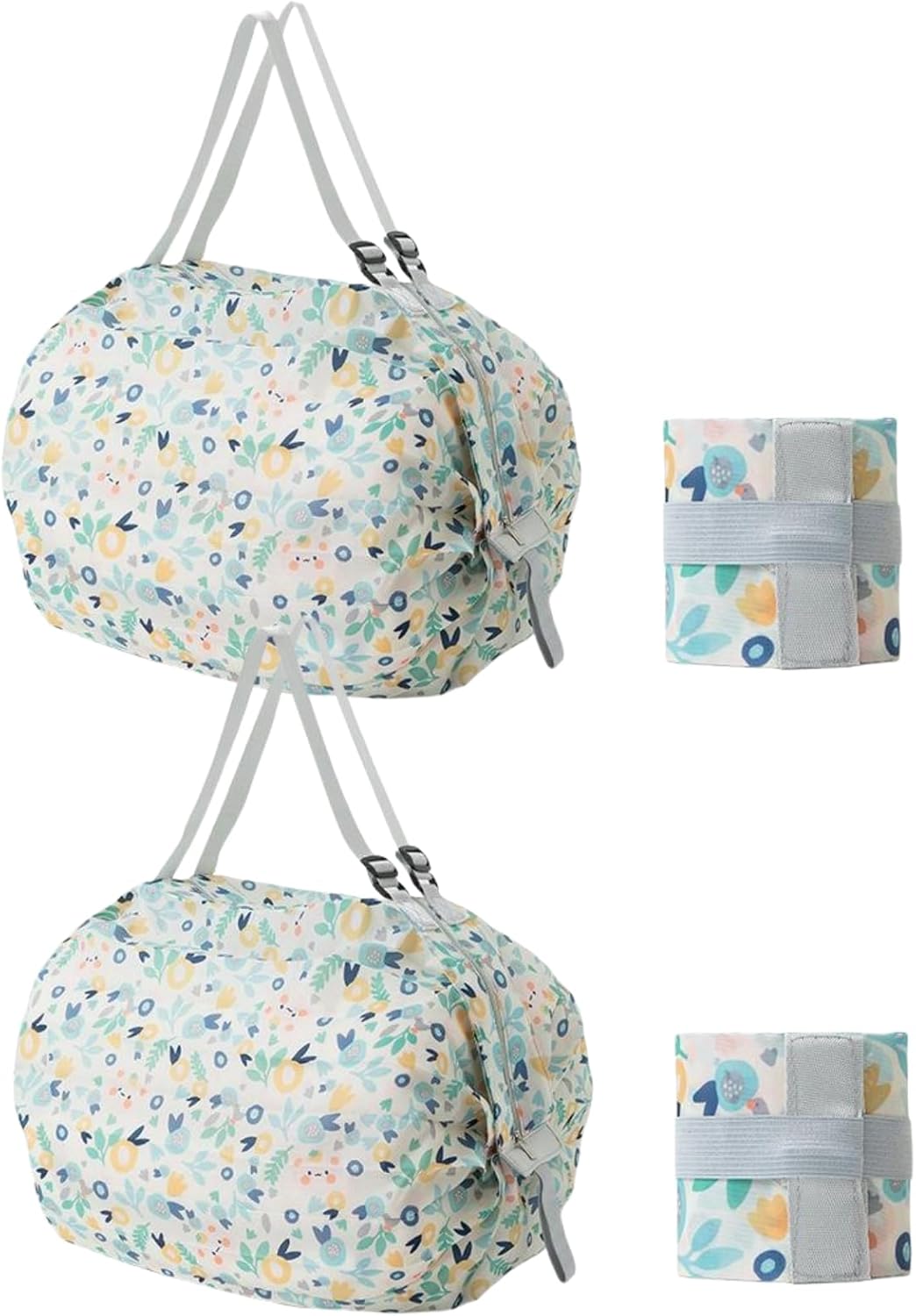 Reusable Shopping Bag Foldable Grocery Storage Tote Bags Oxford Cloth Portable Duffle Washable Zipper Storage Pouch