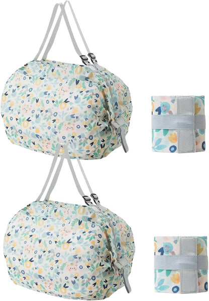 Reusable Shopping Bag Foldable Grocery Storage Tote Bags Oxford Cloth Portable Duffle Washable Zipper Storage Pouch