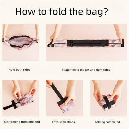 Reusable Shopping Bag Foldable Grocery Storage Tote Bags Oxford Cloth Portable Duffle Washable Zipper Storage Pouch