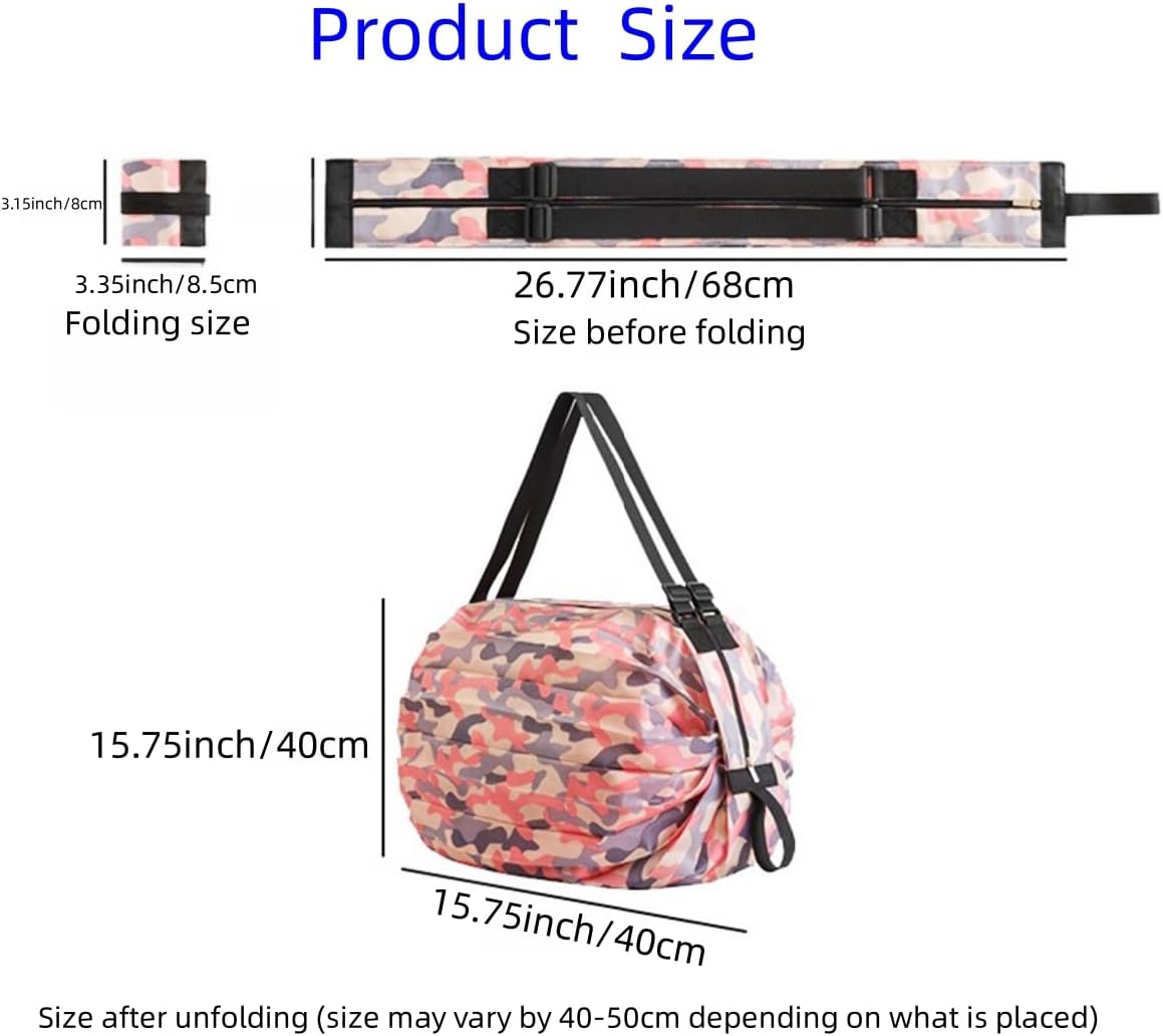 Reusable Shopping Bag Foldable Grocery Storage Tote Bags Oxford Cloth Portable Duffle Washable Zipper Storage Pouch