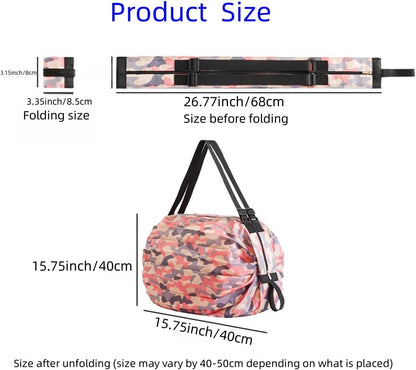 Reusable Shopping Bag Foldable Grocery Storage Tote Bags Oxford Cloth Portable Duffle Washable Zipper Storage Pouch