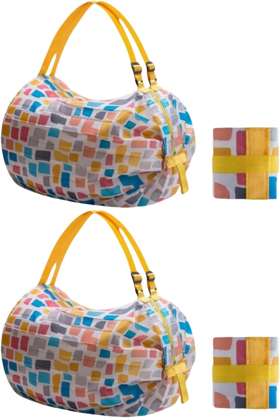 Reusable Shopping Bag Foldable Grocery Storage Tote Bags Oxford Cloth Portable Duffle Washable Zipper Storage Pouch