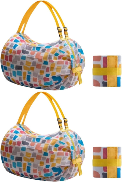 Reusable Shopping Bag Foldable Grocery Storage Tote Bags Oxford Cloth Portable Duffle Washable Zipper Storage Pouch