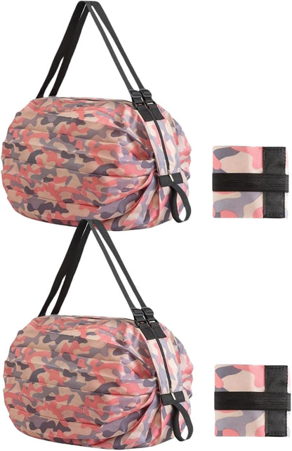 Reusable Shopping Bag Foldable Grocery Storage Tote Bags Oxford Cloth Portable Duffle Washable Zipper Storage Pouch
