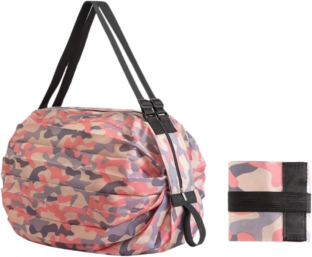 Reusable Shopping Bag Foldable Grocery Storage Tote Bags Oxford Cloth Portable Duffle Washable Zipper Storage Pouch