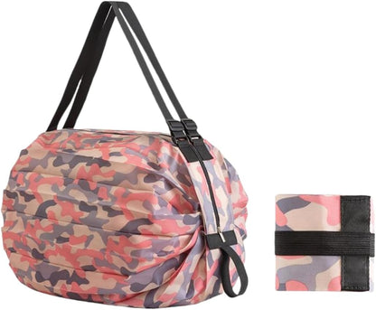 Reusable Shopping Bag Foldable Grocery Storage Tote Bags Oxford Cloth Portable Duffle Washable Zipper Storage Pouch