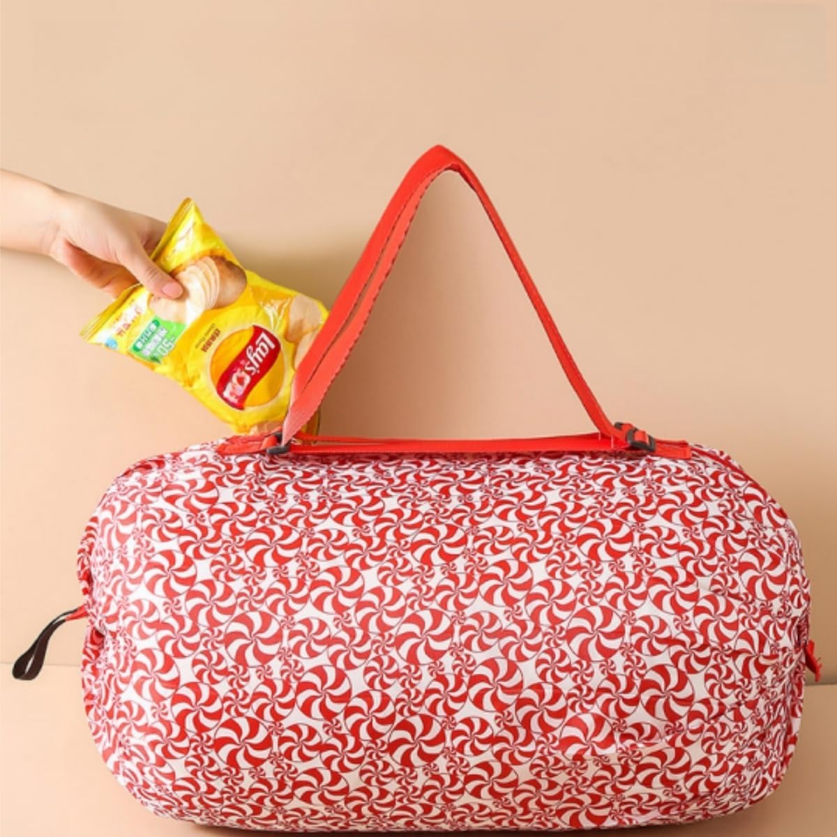 Reusable Shopping Bag Foldable Grocery Storage Tote Bags Oxford Cloth Portable Duffle Washable Zipper Storage Pouch