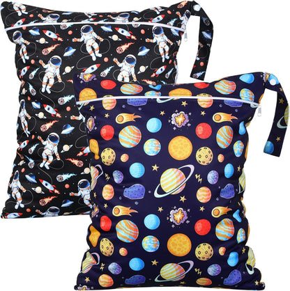 2 Pack Large Travel Laundry Bags, Large Wet Dry Waterproof Dirty Clothes Bag for Suitcase, Swimsuit Beach Gym College Dorm Wet Bag(Stripe Style)