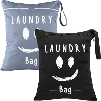 2 Pack Large Travel Laundry Bags, Large Wet Dry Waterproof Dirty Clothes Bag for Suitcase, Swimsuit Beach Gym College Dorm Wet Bag(Stripe Style)