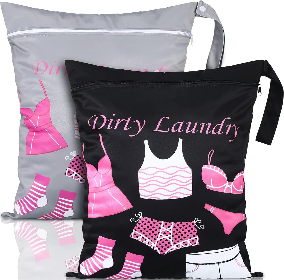2 Pack Large Travel Laundry Bags, Large Wet Dry Waterproof Dirty Clothes Bag for Suitcase, Swimsuit Beach Gym College Dorm Wet Bag(Stripe Style)