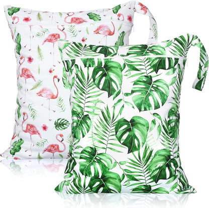 2 Pack Large Travel Laundry Bags, Large Wet Dry Waterproof Dirty Clothes Bag for Suitcase, Swimsuit Beach Gym College Dorm Wet Bag(Stripe Style)