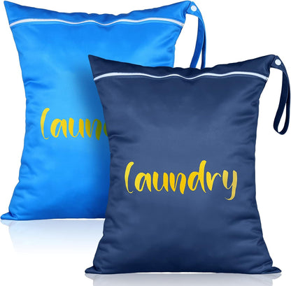 2 Pack Large Travel Laundry Bags, Large Wet Dry Waterproof Dirty Clothes Bag for Suitcase, Swimsuit Beach Gym College Dorm Wet Bag(Stripe Style)