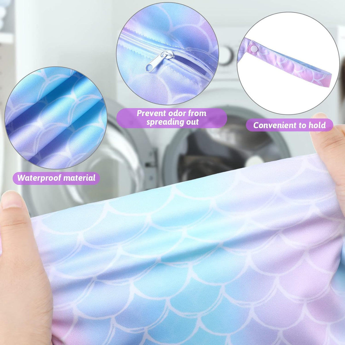2 Pack Large Travel Laundry Bags, Large Wet Dry Waterproof Dirty Clothes Bag for Suitcase, Swimsuit Beach Gym College Dorm Wet Bag(Stripe Style)