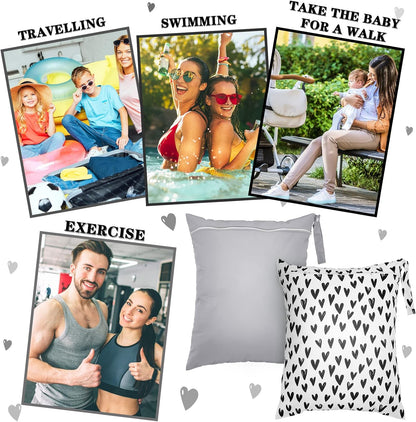 2 Pack Large Travel Laundry Bags, Large Wet Dry Waterproof Dirty Clothes Bag for Suitcase, Swimsuit Beach Gym College Dorm Wet Bag(Stripe Style)