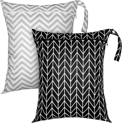 2 Pack Large Travel Laundry Bags, Large Wet Dry Waterproof Dirty Clothes Bag for Suitcase, Swimsuit Beach Gym College Dorm Wet Bag(Stripe Style)