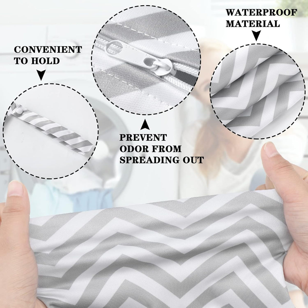 2 Pack Large Travel Laundry Bags, Large Wet Dry Waterproof Dirty Clothes Bag for Suitcase, Swimsuit Beach Gym College Dorm Wet Bag(Stripe Style)
