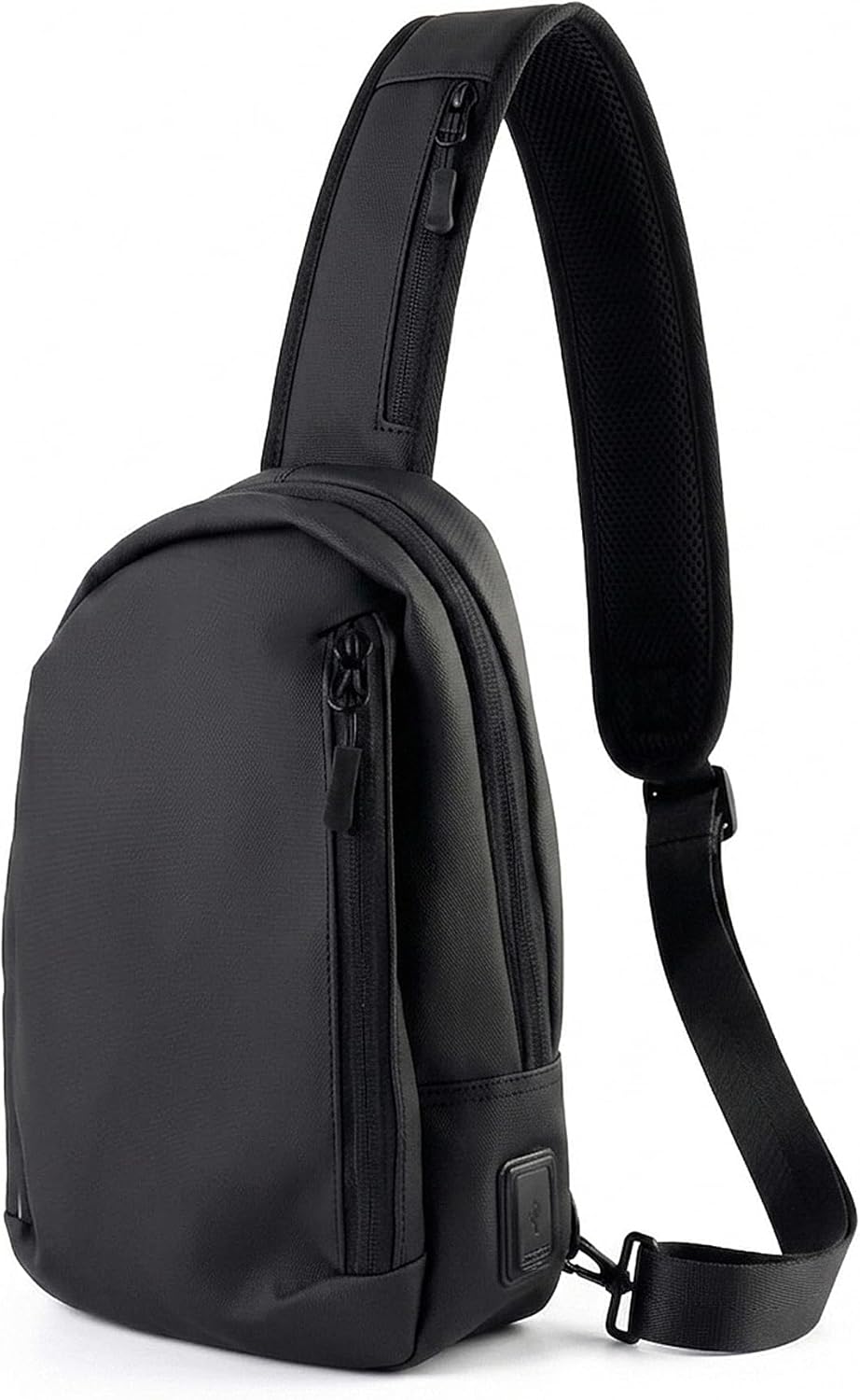 Sling Chest Backpack with USB Charging Port, Crossbody Bag for Men & Women, Waterproof Daypack for Travel, Hiking, Outdoor, Sports, Cycling, Daily Use, Black