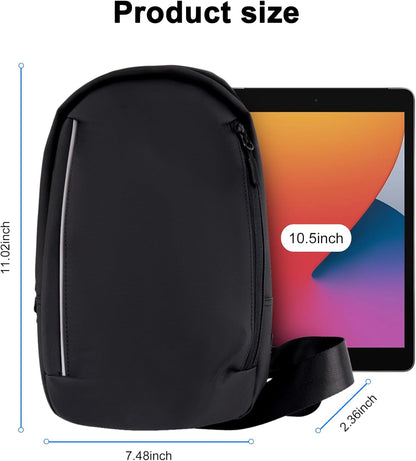 Sling Chest Backpack with USB Charging Port, Crossbody Bag for Men & Women, Waterproof Daypack for Travel, Hiking, Outdoor, Sports, Cycling, Daily Use, Black